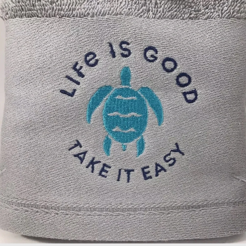 NWT Life Is Good Sea Turtle 2 Embroidery Take It Easy Bathroom Hand Towel Cotton